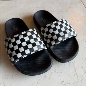 Vans Kids Checkered Slide Sandals - Black and White
